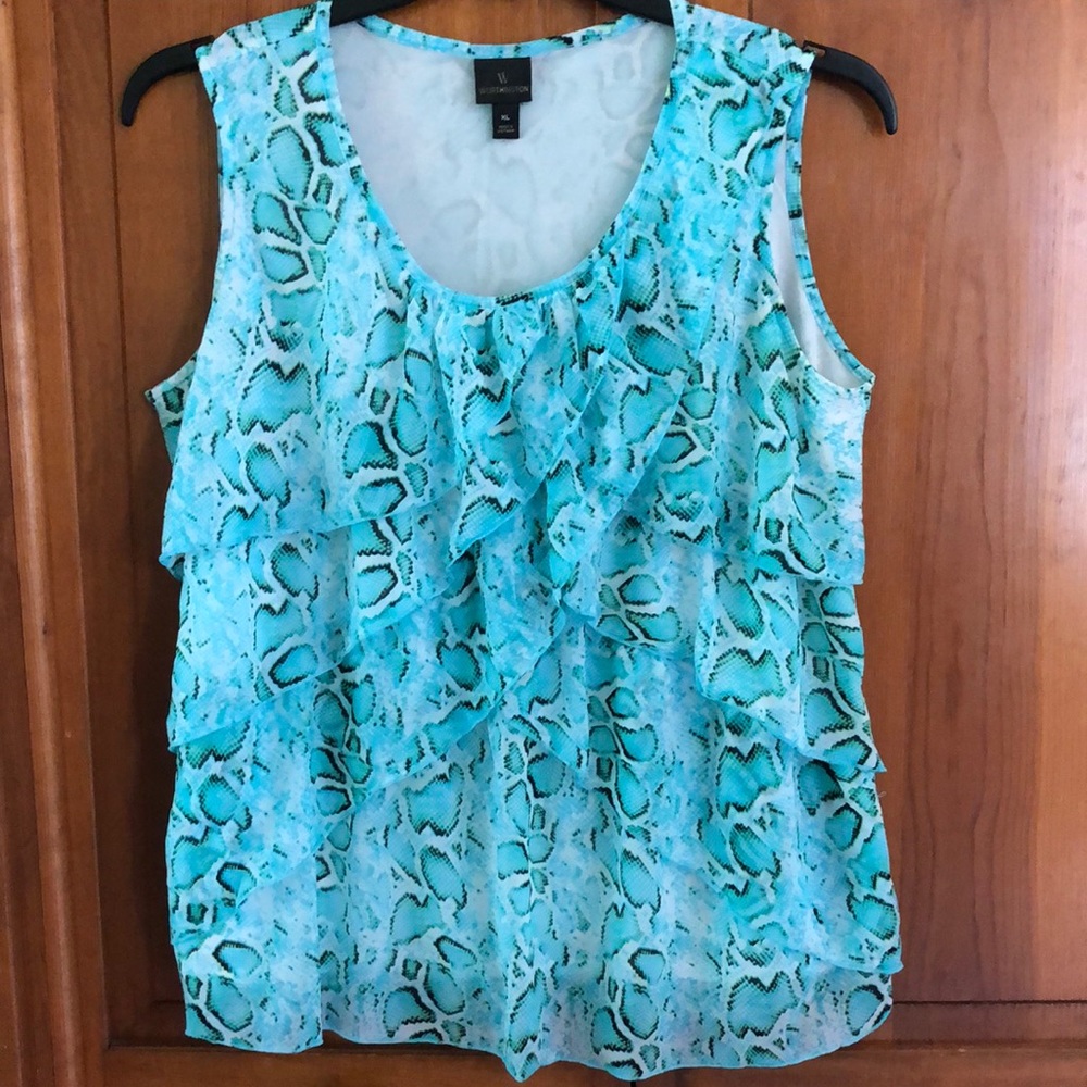 Worthington tiered patterned tank blouse XL
